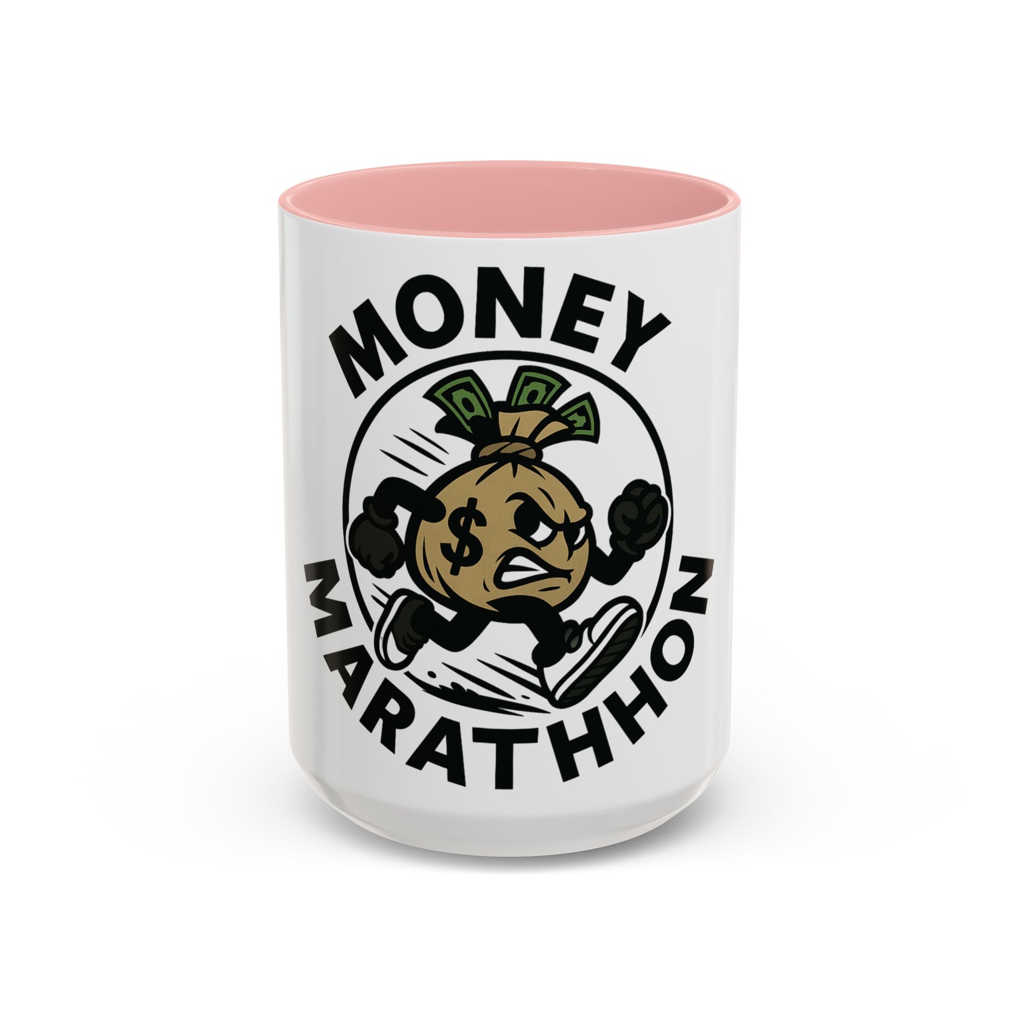 Money Marathon Coffee Mug - Fun Motivational Mug for Runners, Gift for Marathon Lovers, Unique Office Supplies, Sports Theme Coffee Cup