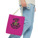 Vibrant Tote Bag with Money Marathhon Design, Everyday Carry Bag, Beach Tote, Gift for Students, Shopping Bag, Eco-Friendly Style