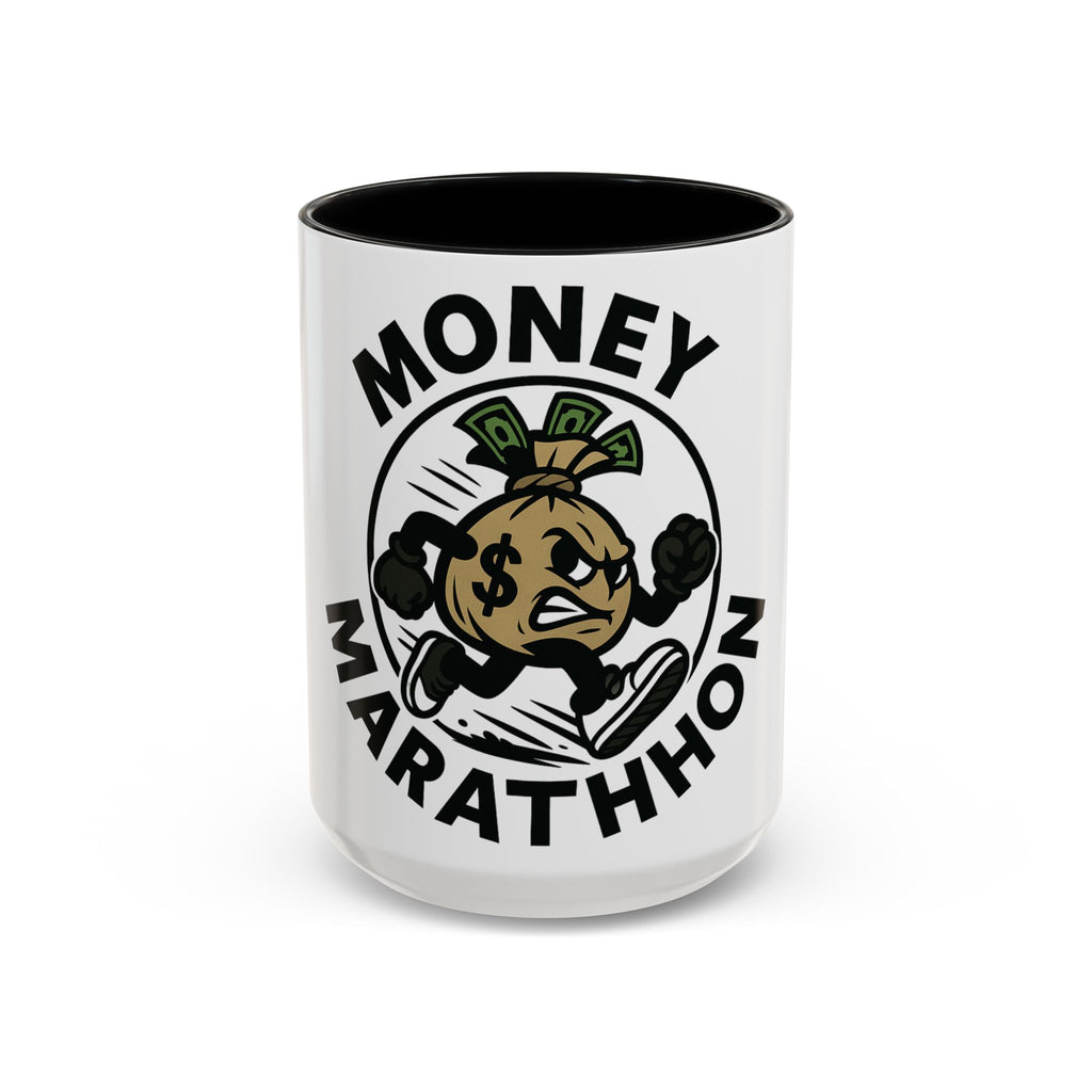 Money Marathon Coffee Mug - Fun Motivational Mug for Runners, Gift for Marathon Lovers, Unique Office Supplies, Sports Theme Coffee Cup