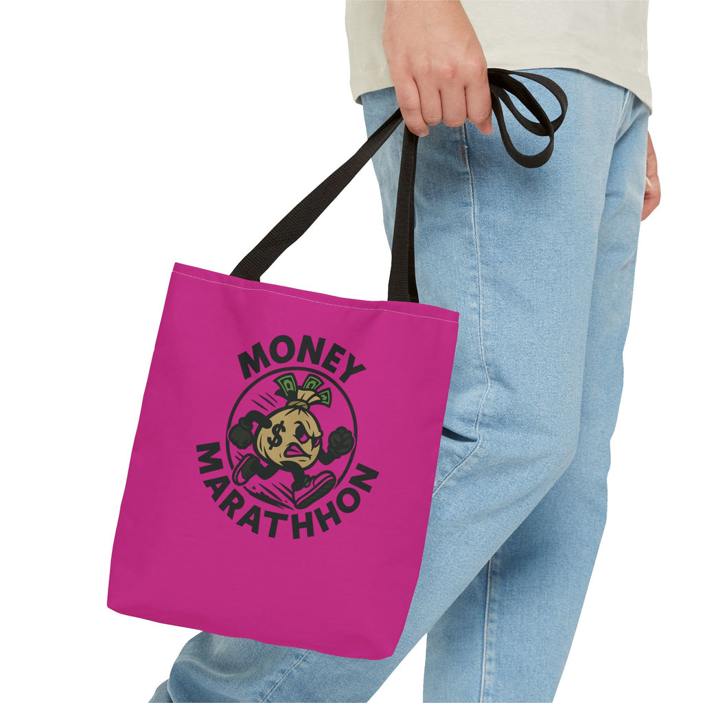 Vibrant Tote Bag with Money Marathhon Design, Everyday Carry Bag, Beach Tote, Gift for Students, Shopping Bag, Eco-Friendly Style