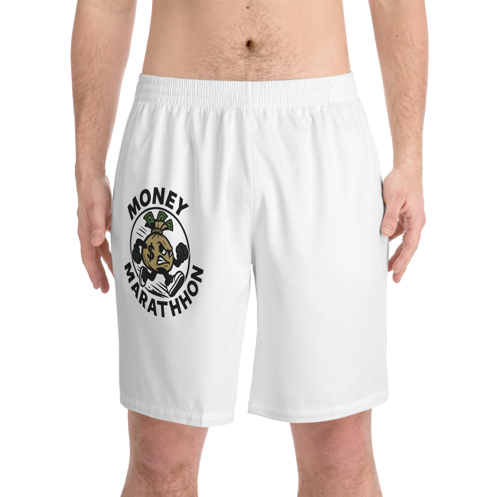 Men's Elastic Beach Shorts - 'Money Marathon' Design, Perfect for Summer Fun, Vacation, Gifts for Him, Casual Wear, Workout Gear