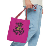 Vibrant Tote Bag with Money Marathhon Design, Everyday Carry Bag, Beach Tote, Gift for Students, Shopping Bag, Eco-Friendly Style