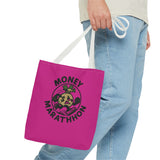 Vibrant Tote Bag with Money Marathhon Design, Everyday Carry Bag, Beach Tote, Gift for Students, Shopping Bag, Eco-Friendly Style