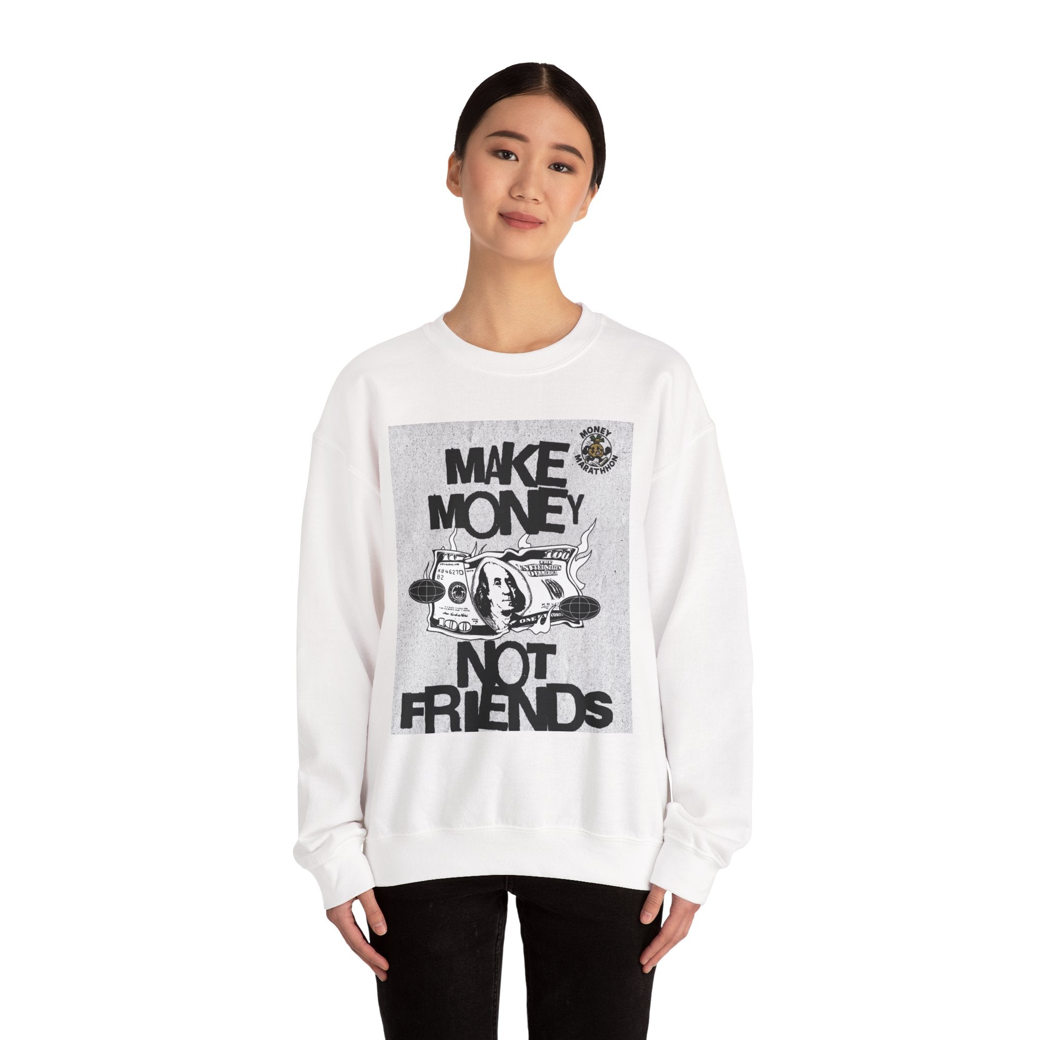 Crewneck Sweatshirt New Money Marathon Stay Focused Unisex Heavy Blend
