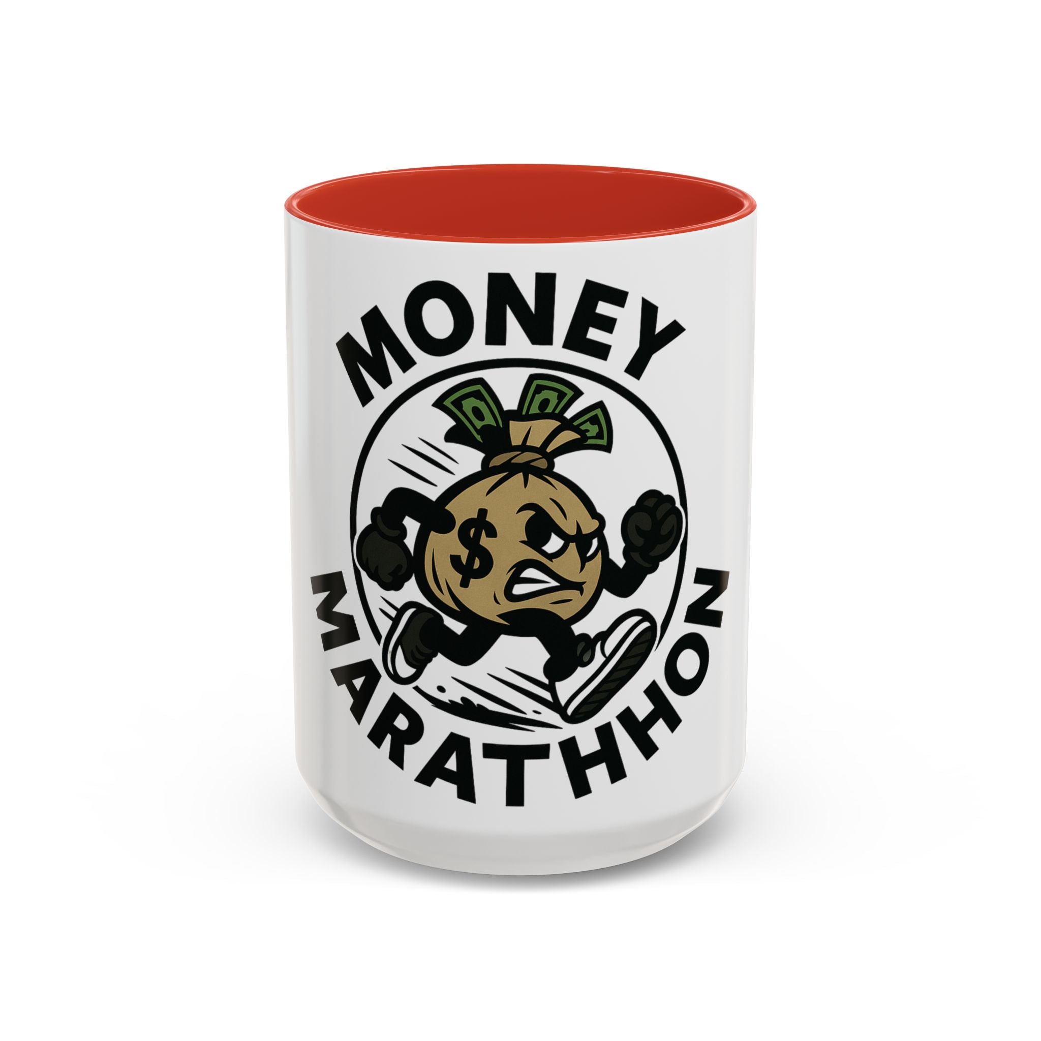 Money Marathon Coffee Mug - Fun Motivational Mug for Runners, Gift for Marathon Lovers, Unique Office Supplies, Sports Theme Coffee Cup