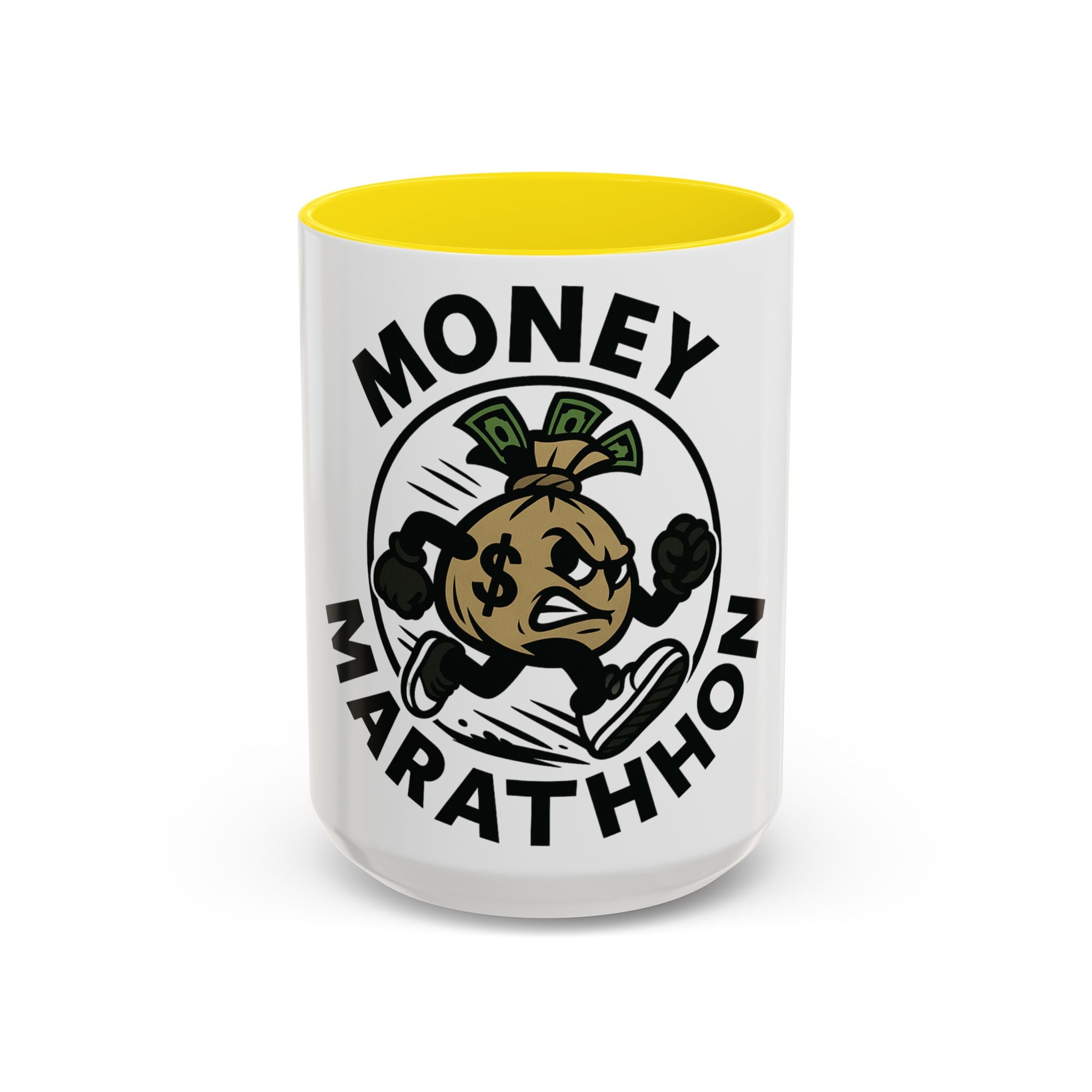Money Marathon Coffee Mug - Fun Motivational Mug for Runners, Gift for Marathon Lovers, Unique Office Supplies, Sports Theme Coffee Cup
