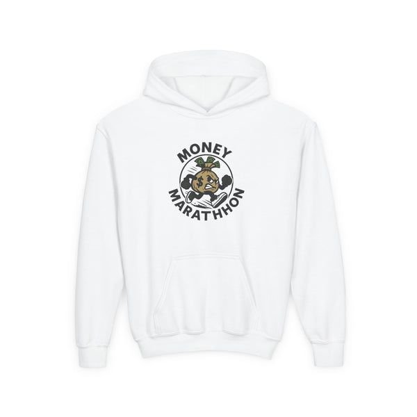 Money Marathon Youth Hoodie - Cozy Sweatshirt for Runners, Fitness Gift, Kids Sports Apparel, Gift for Him/Her, Youth Gift Idea