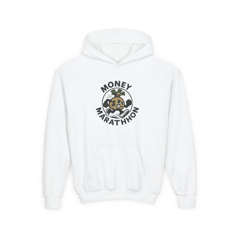Money Marathon Youth Hoodie - Cozy Sweatshirt for Runners, Fitness Gift, Kids Sports Apparel, Gift for Him/Her, Youth Gift Idea