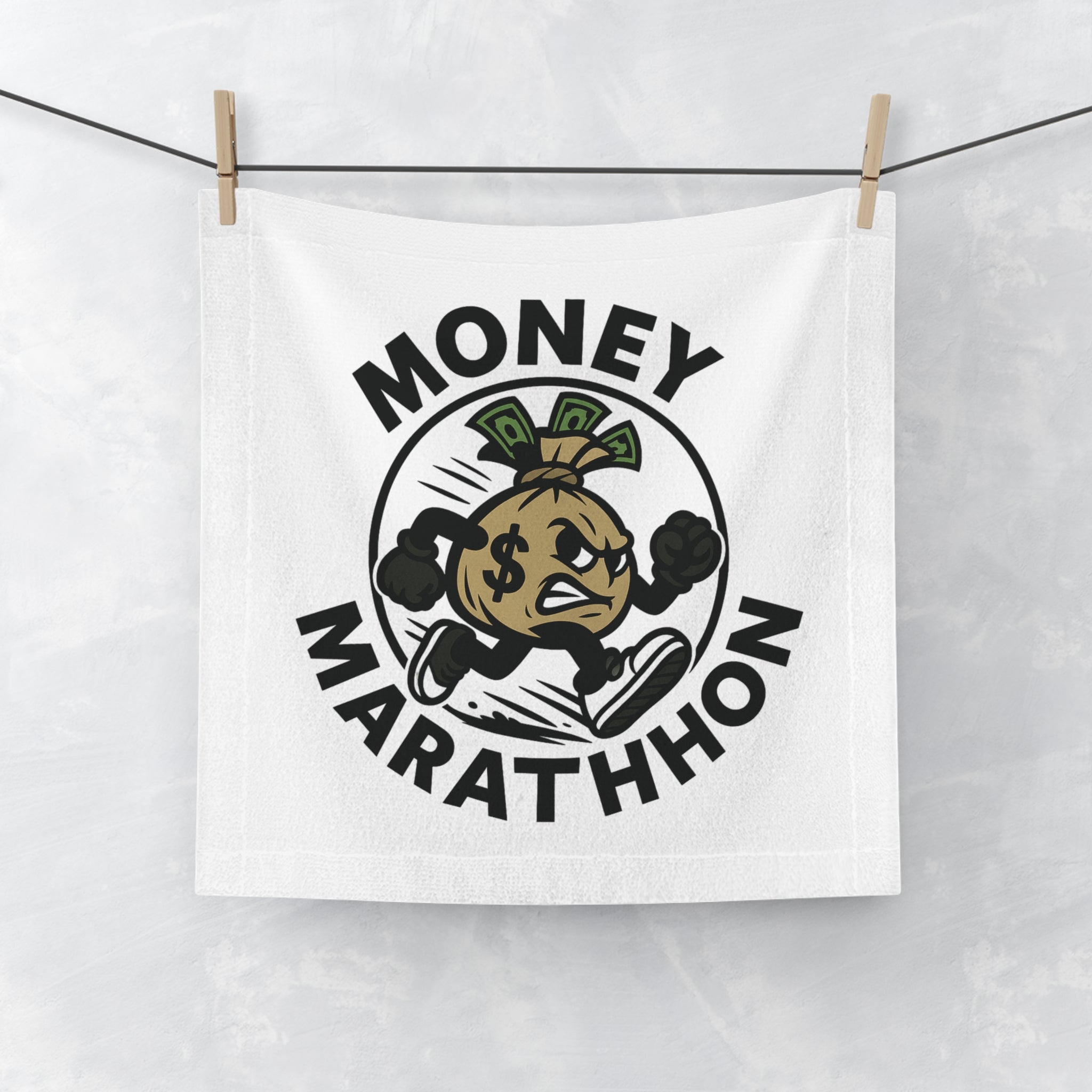 Funny Money Marathon Face Towel, Workout Towel, Gym Gift, Running Accessory, Funny Gift for Runners, Fitness Motivational Towel