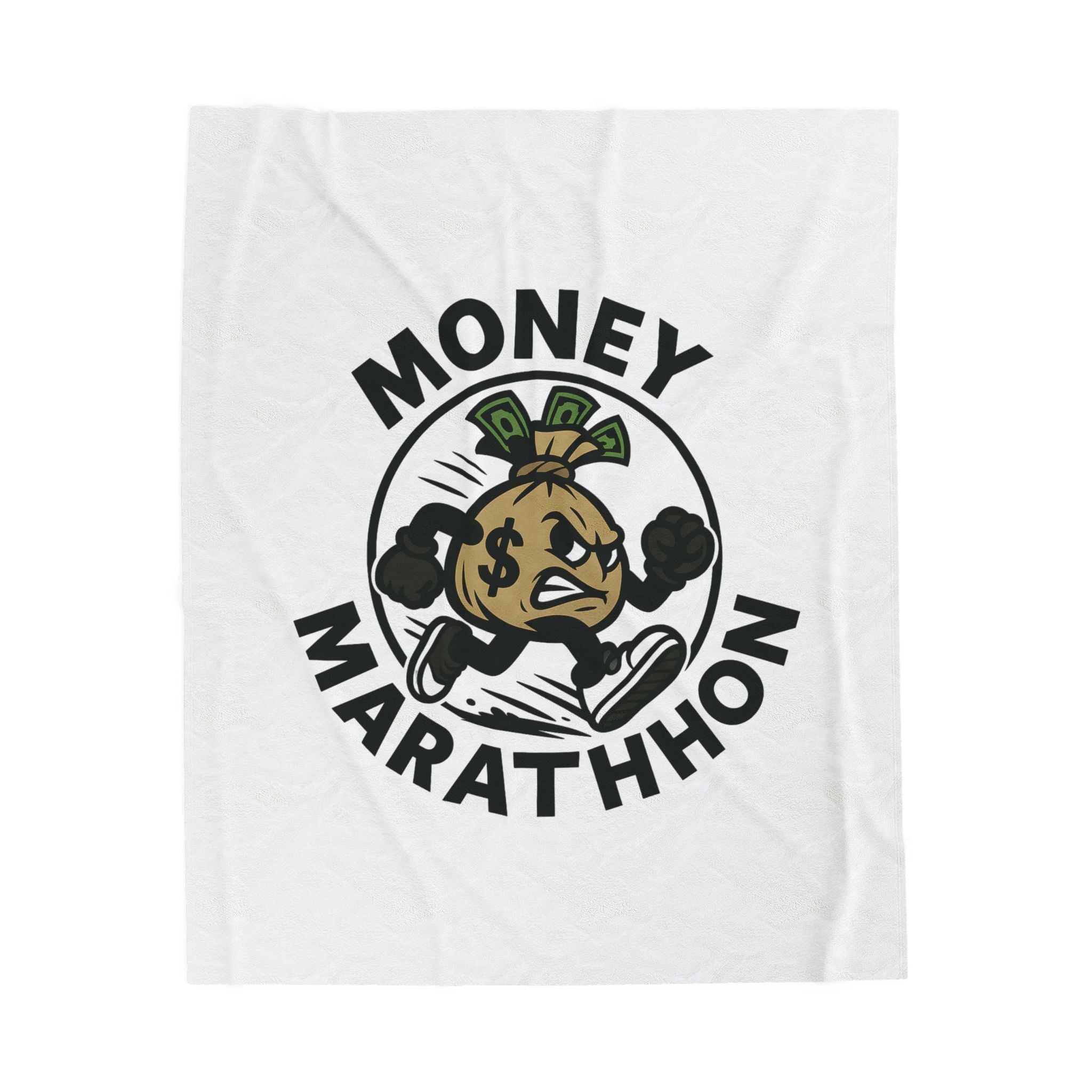 Money Marathon Velveteen Plush Blanket, Cozy Throw, Motivational Gift, Home Decor, Running Enthusiast, Fitness Inspiration, Funny Blanket
